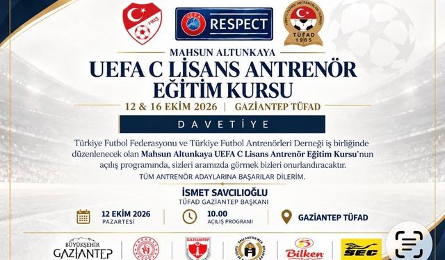 UEFA C Antrenörlük kursu yapılacak
