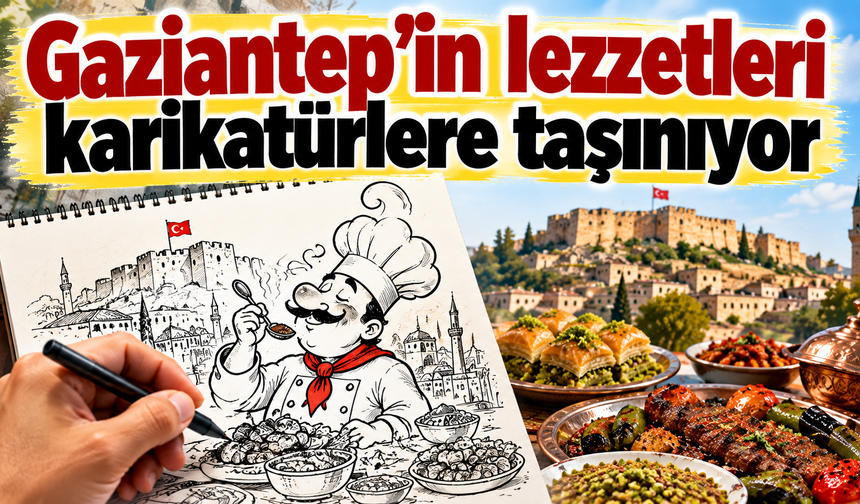 Gaziantep’in lezzetleri karikatürlere taşınıyor