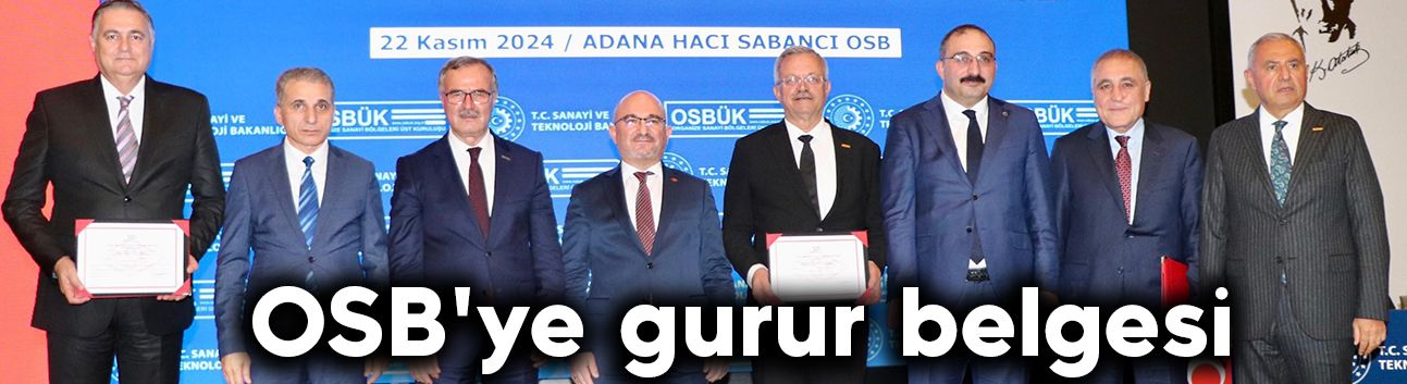 OSB'ye gurur belgesi